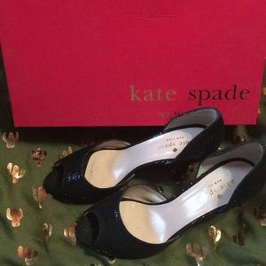 New Kate Spade “Sage” black glitter pump